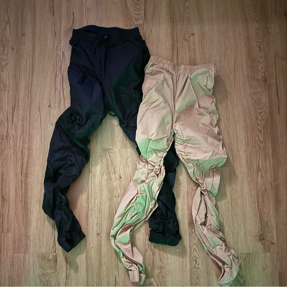 SHEIN Wind Pants Joggers | Size Small | Black & Beige | 2-Pack